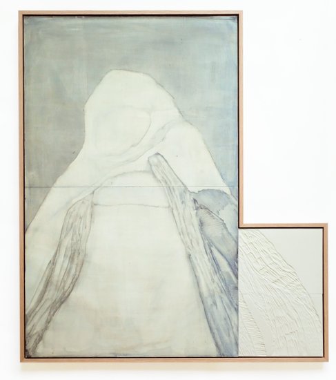Rubber wing (2021) Oil on mdf, rubber carving. 83 x 73 cm